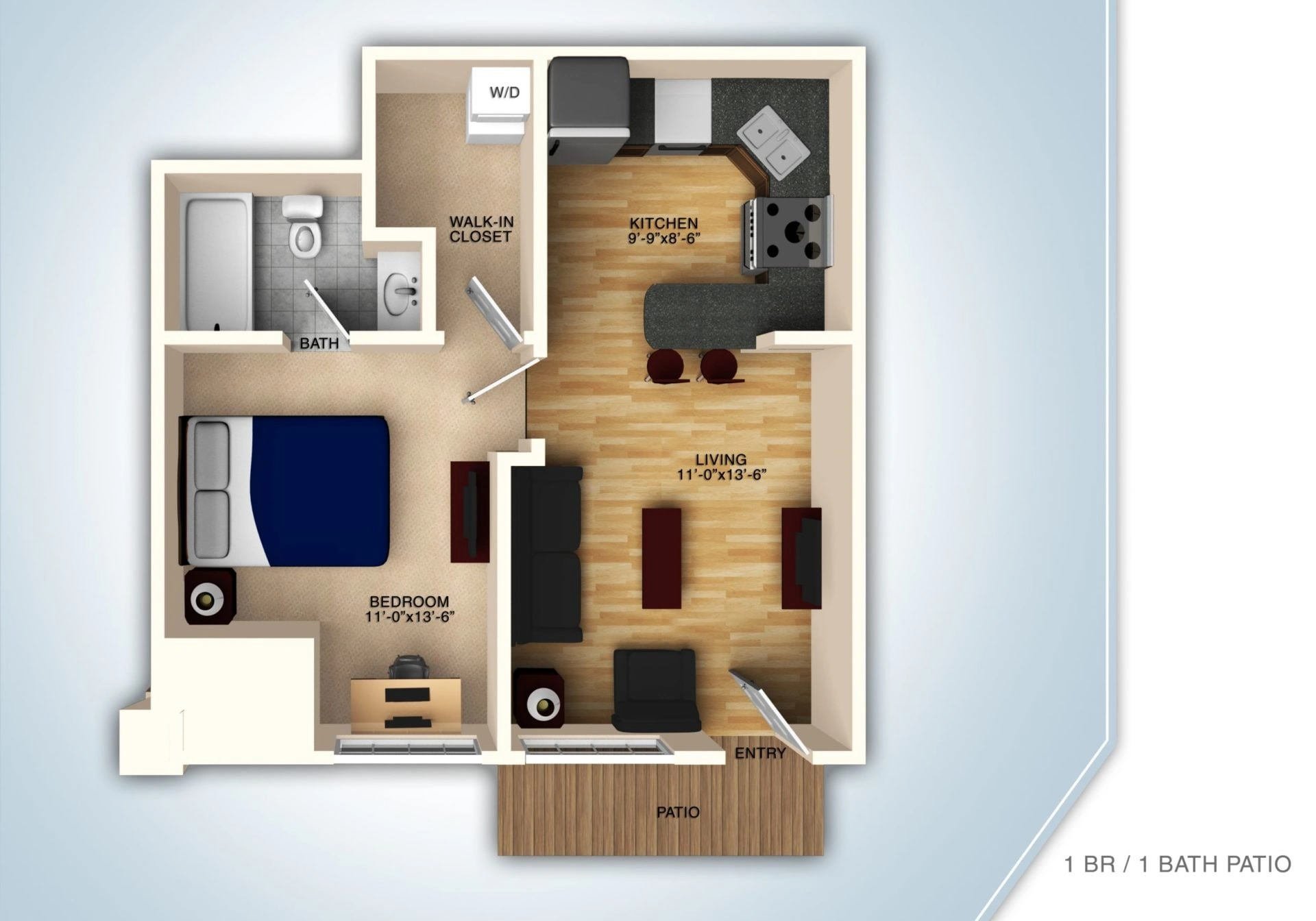 1 Bed Patio floor plan